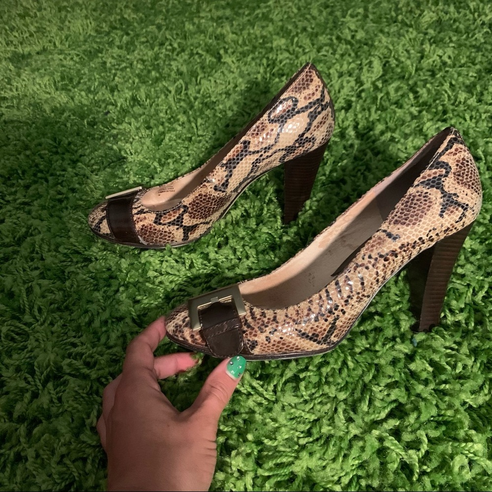 vintage michael kors snakeskin buckle heels